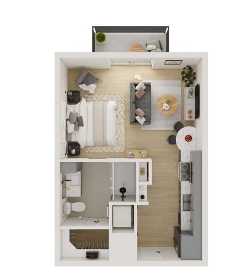Floor plan for studio, 1 bath, 468 sqft